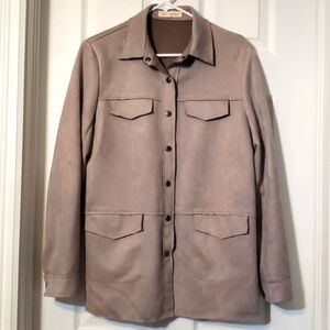 Solitaire Faux Suede Snap Button Jacket